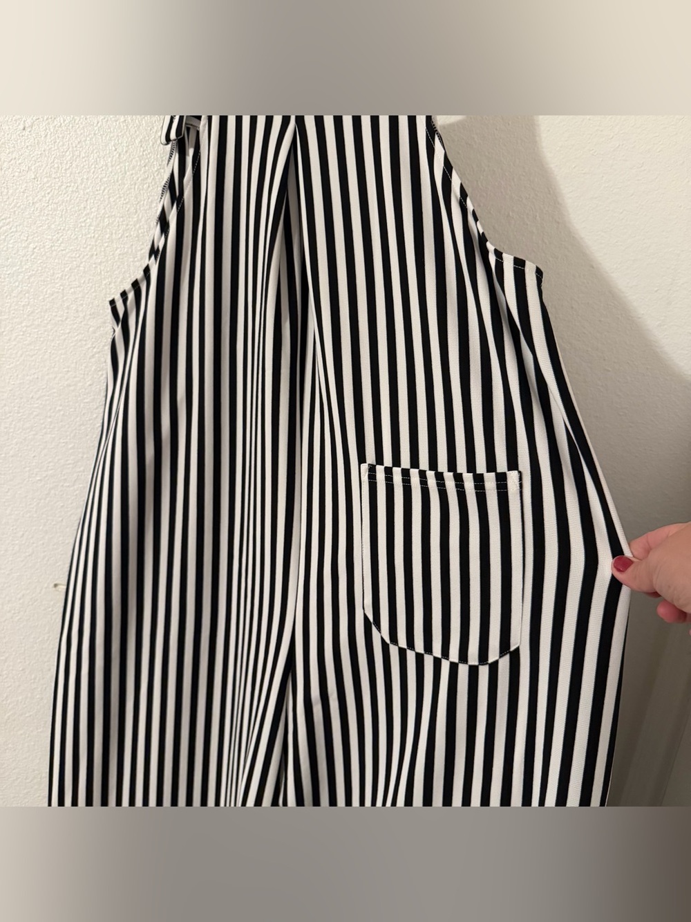 Halara Striped Wide Leg Overalls Women XL Tall Black White Bib Jumpsuit Flow NWT - Picture 10 of 12